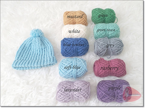 Knit Baby Hat With Pom Pom/ Baby Knit Winter Hat with Pompom / Classic knit baby hat